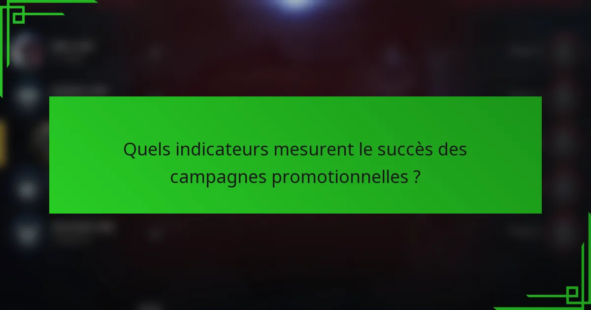 Quels indicateurs mesurent le succès des campagnes promotionnelles ?